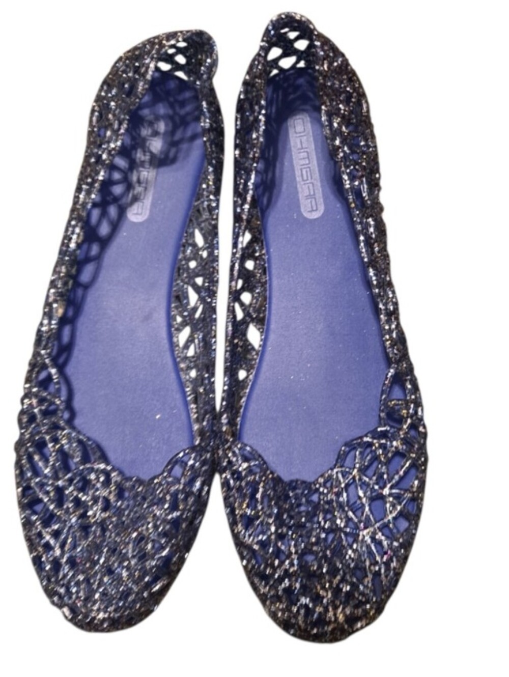 Blue Glitter Cutout Ballet Flats - Melissa Style